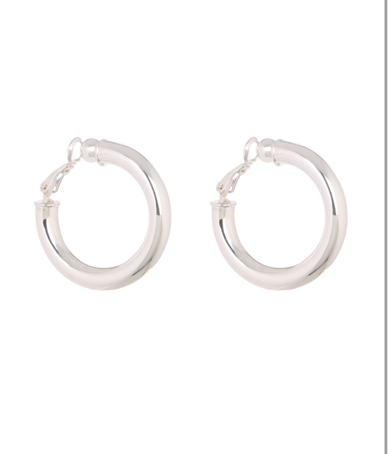 MFE Shiny Silver Clip On Hoop Earring