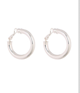 MFE Shiny Silver Clip On Hoop Earring