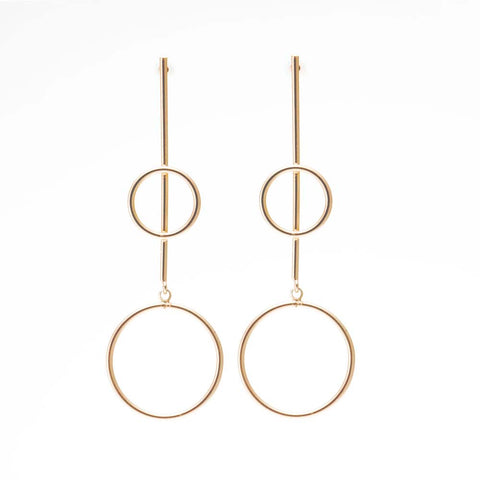 MFBE Long Two Circles NMG Gold Earring