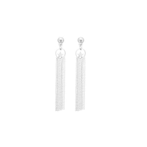 MFBE Long Chain Shiny Silver Earring