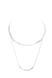 MFCN 2 Layer Silver Chain Necklace