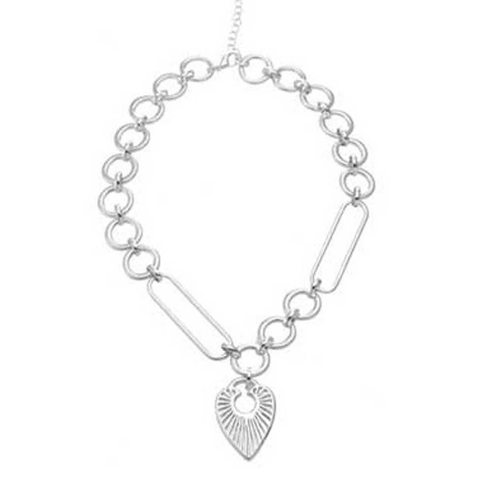 MFCN Short Light Burnished Silver Necklace