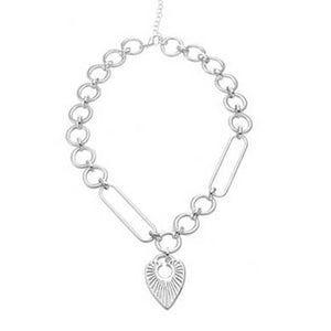 MFCN Short Light Burnished Silver Necklace