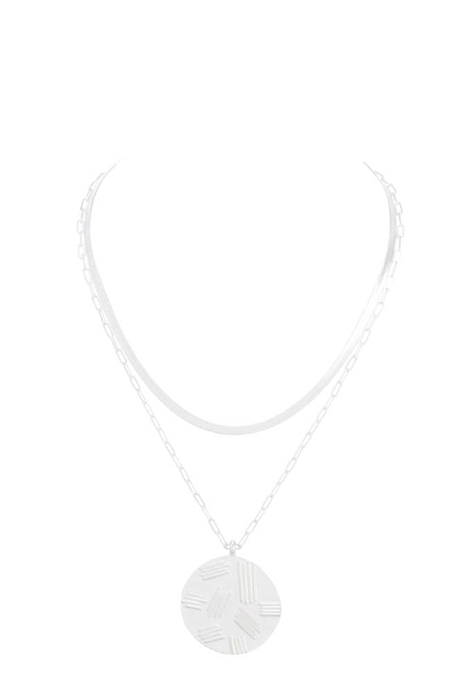 MFBN Two Layer Matt Silver Necklace