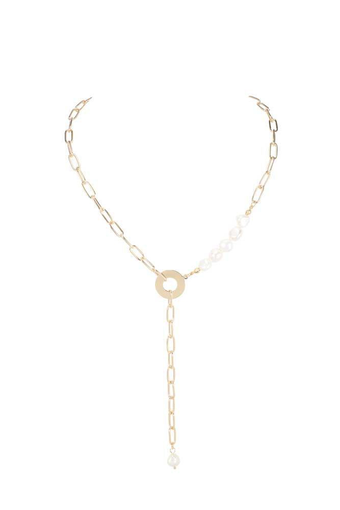 MFBN Lariat Silver/ Matt Gold Necklace