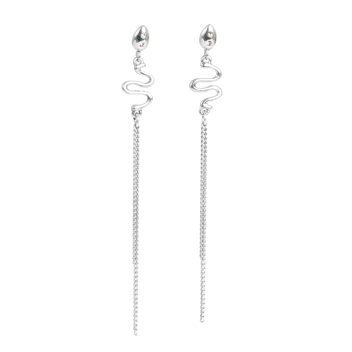 A&C Mysterious Garden Long Silver Earrings