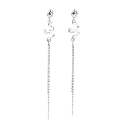 A&C Mysterious Garden Long Silver Earrings