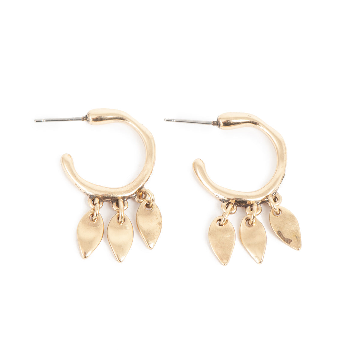 A&C Sculptured Creol/ Dangling Gold Hoop Earrings