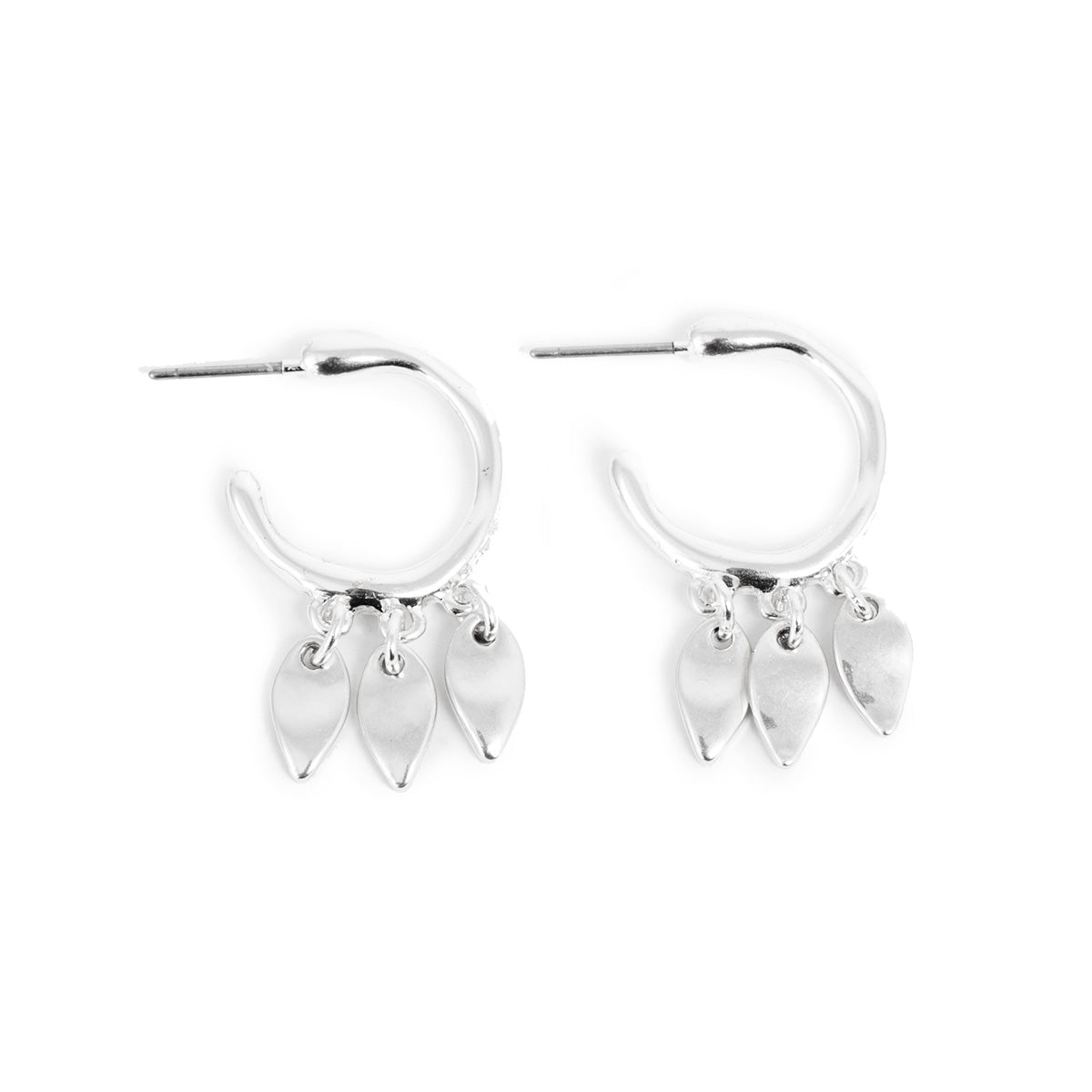 A&C Sculptured Creol/ Dangling Silver Hoop Earrings