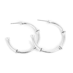 A&C Bamboo Silver Hoop Earrings