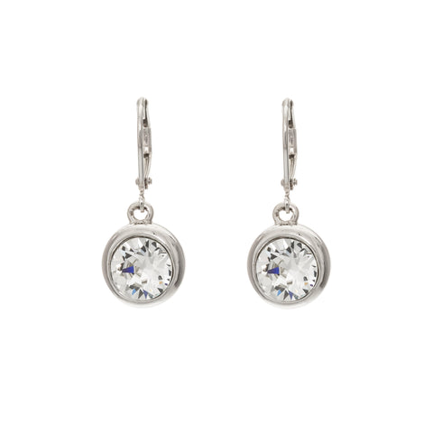 MME Round Drop Earrings With Clear Crystals