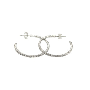 MSE Medium Rhodium Plated/ Crystal Hoop Earring