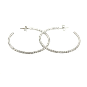 MSE Large Rhodium Plated/ Crystal  Hoop Earring