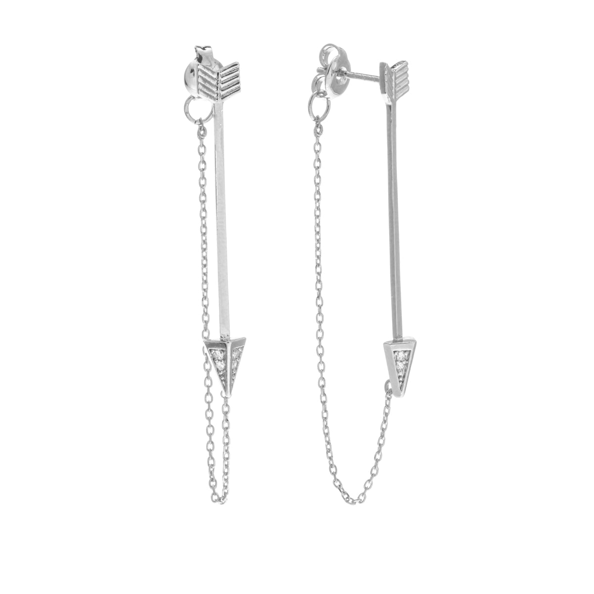 MSE Arrow Threader Rhodium Chain Earring