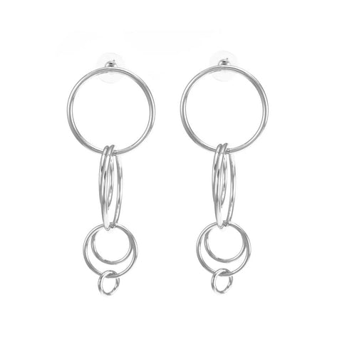 MSE Multi Hoop Post  Rhodium Earring