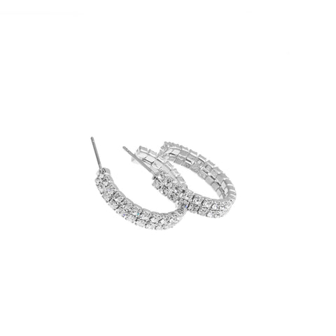 MSE 2-Layer Rhodium Hoop Earring