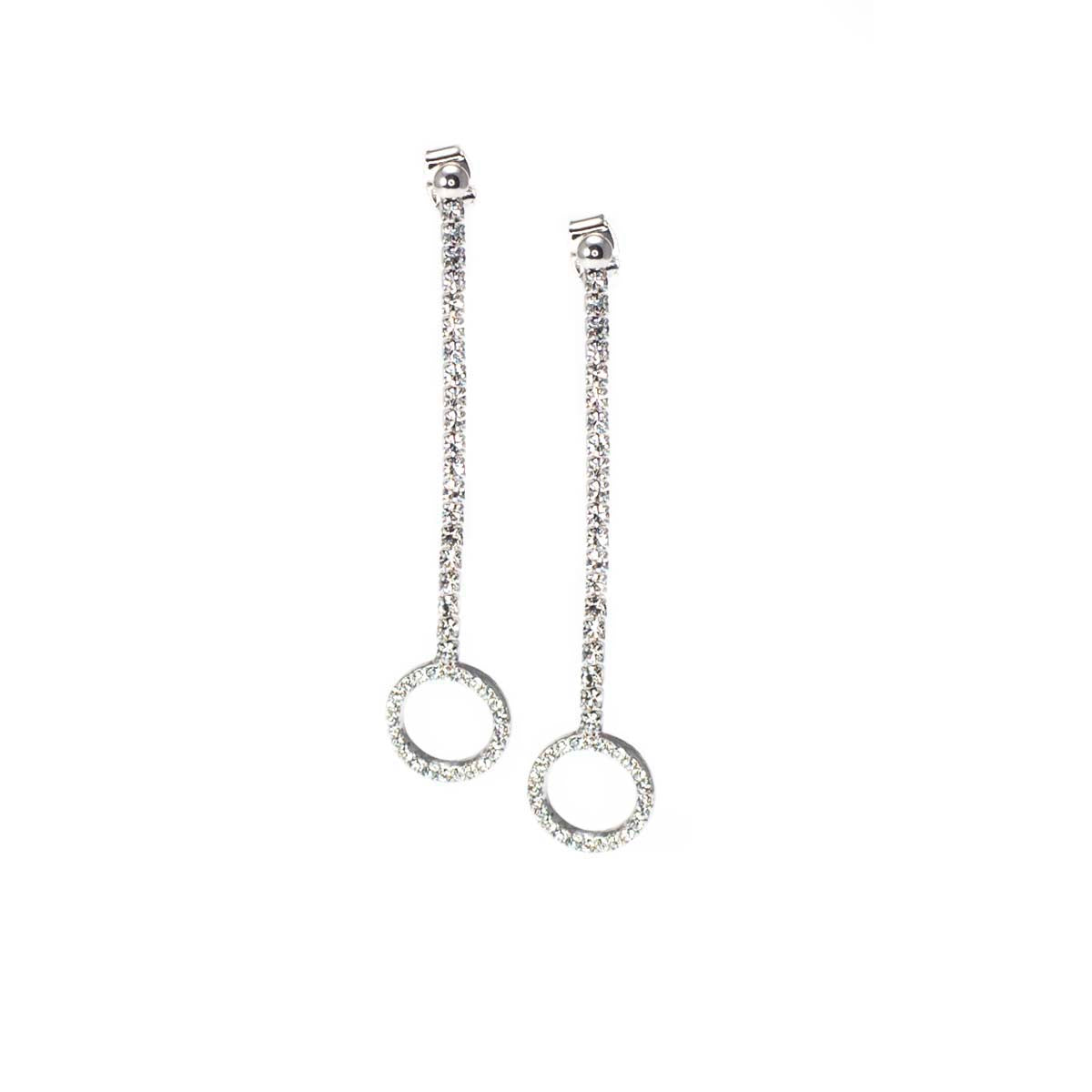 MSE Long Rhodium Tennis Earring