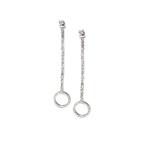 MSE Long Rhodium Tennis Earring