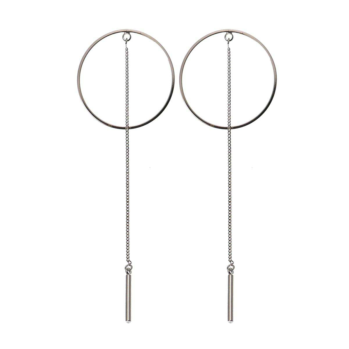 MSE Circle Post Rhodium Earring