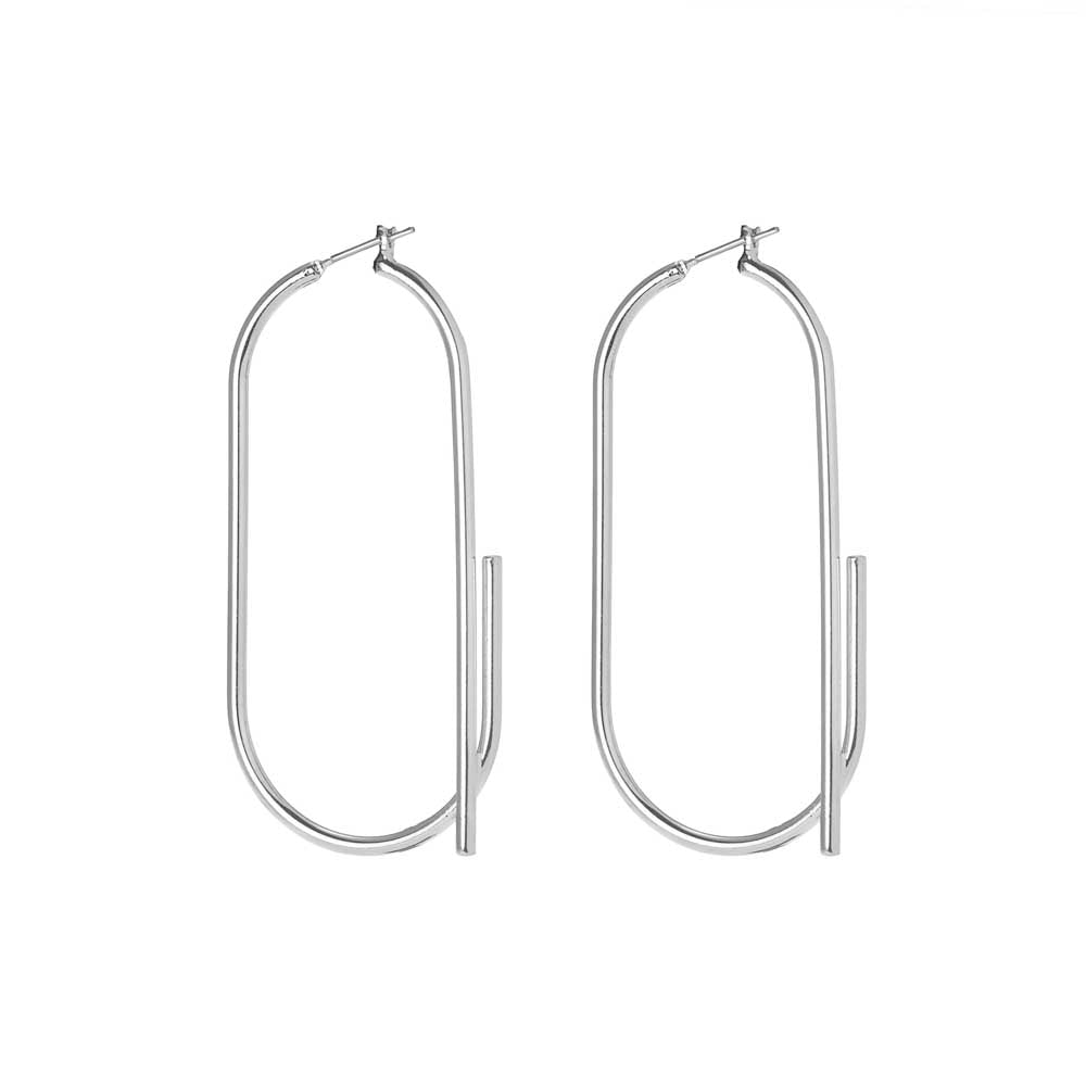 MSE Large Modern Silver Earring