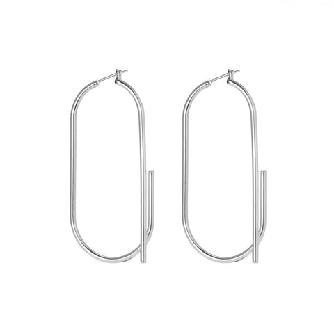 MSE Large Modern Silver Earring