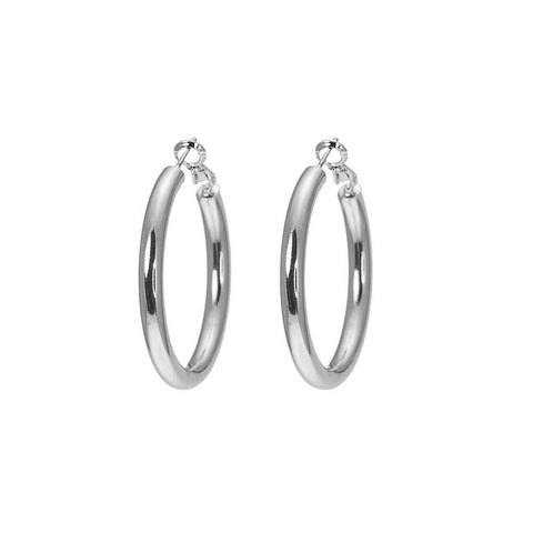 MSE Silver/Rhodium Hoop Earring