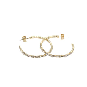 MSE Med Gold Plated/ Crystal Hoop Earring