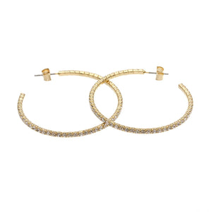 MSE Large Gold Plated / Crystal Hoop Earring