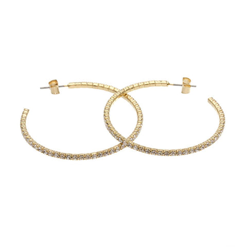 MSE Large Gold Plated / Crystal Hoop Earring