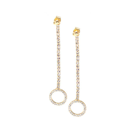 MSCE Long Gold Tennis Earring