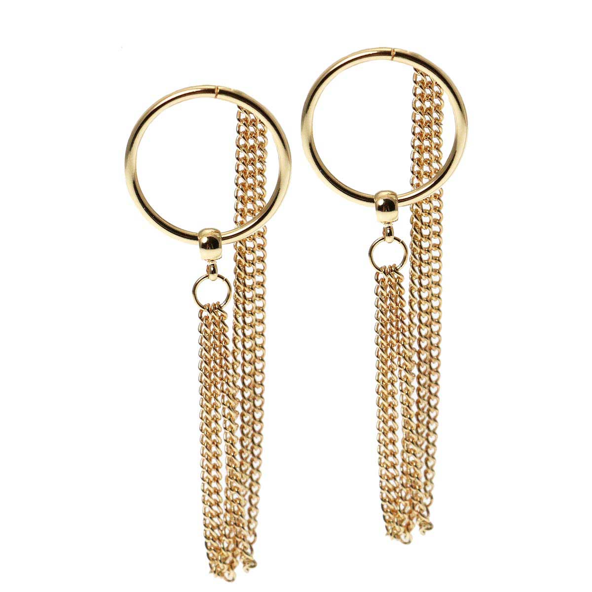 MSE  Gold Chains Circle Post Earring