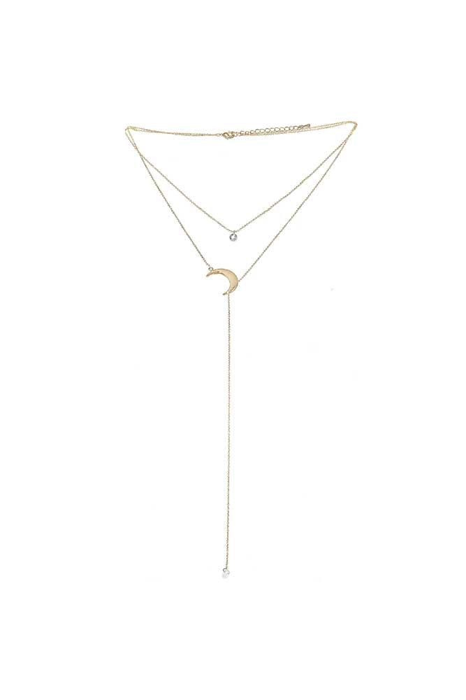 MSN Lariat 2 Layer Gold Necklace