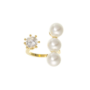 MSR Pearl and Crystal Gold Adjustable Ring