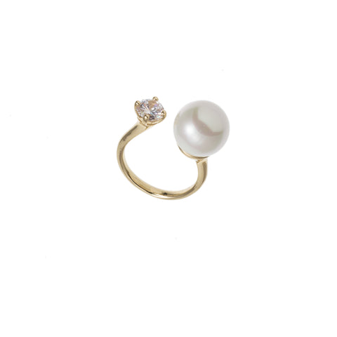 MSR White Pearl/ Gold Adjustable Ring